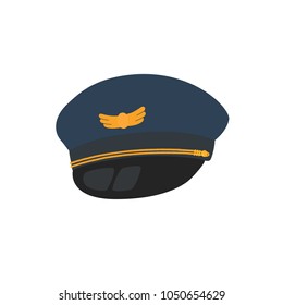 Pilot hat flat design style, isolated on background.