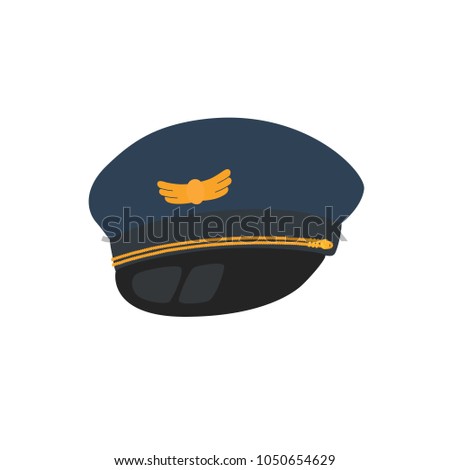Pilot hat flat design style, isolated on background.