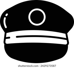 Pilot hat glyph and line vector illustration