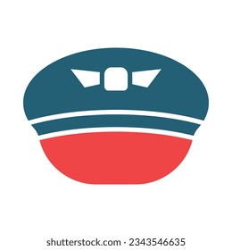 Pilot Hat Glyph Two Color Icon For Personal And Commercial Use.
