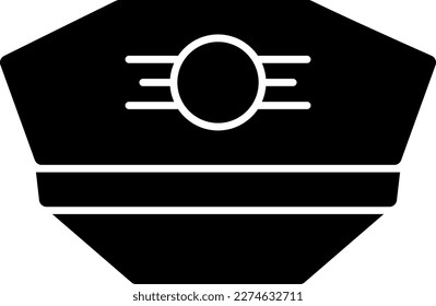 Pilot Hat Glyph Vector Icon Design