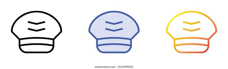 pilot hat icon. Linear, Blue Fill and Gradient Style Design Isolated On White Background