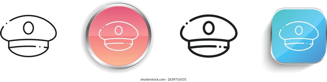 pilot hat icon. Thin Linear, Regular and Button Style Design Isolated On White Background