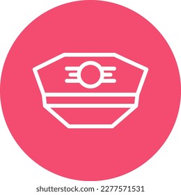 Pilot Hat Line Circle Vector Icon Design