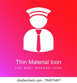 Pilot with hat and tie red and pink gradient material white icon minimal design