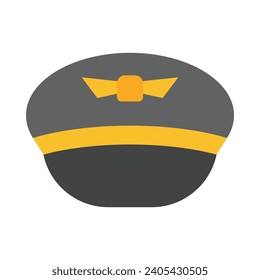 Pilot Hat Vector Flat Icon For Personal And Commercial Use.
