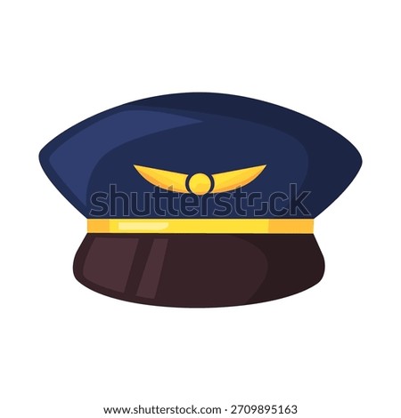 Pilot hat vector illustration, pilot hat icon, pilot clip art, isolated on white background 