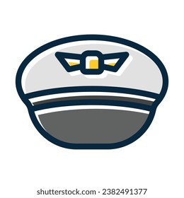 Pilot Hat Vector Thick Line Filled Dark Colors Icons For Personal And Commercial Use.
