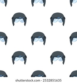 Pilot helmet cartoon silhouette seamless pattern, Vector.