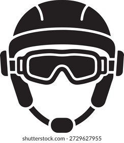 Capacete piloto com óculos isolados sobre fundo branco, ilustração