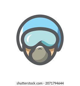 Pilot Helmet Head Vector icon Cartoon illustration