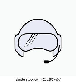 Pilot Helmet Icon. Air Force, Army Symbol - Vector.