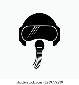 Pilot Helmet Icon. Airforce, Army Symbol - Vector.