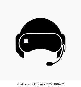 Pilot Helmet Icon. Airforce, Army Symbol - Vector.