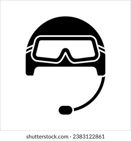 Pilot Helmet Icon. Airforce, Army Symbol - vector illustration on white background