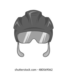 Pilot helmet icon in black monochrome style isolated on white background. Fly symbol vector illustration