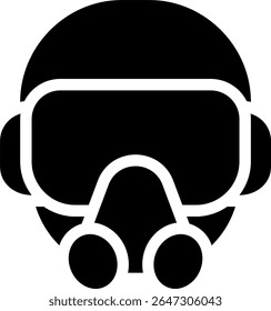 pilot helmet icon glyph style design
