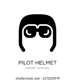 pilot helmet icon vector on white background, pilot helmet trendy filled icons from Airport terminal collection, pilot helmet simple element illustration