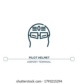 pilot helmet vector line icon. Simple element illustration. pilot helmet outline icon from airport terminal concept. Can be used for web and mobile
