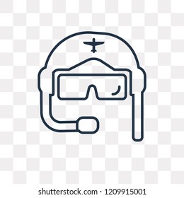 Pilot Helmet vector outline icon isolated on transparent background, high quality linear Pilot Helmet transparency concept can be used web and mobile