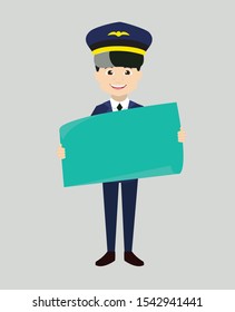 Pilot - Holding a Paper Banner