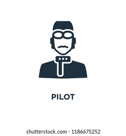 Pilot icon. Black filled vector illustration. Pilot symbol on white background. Can be used in web and mobile.