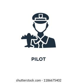 Pilot Icon Black Filled Vector Illustration Stock Vector (Royalty Free ...