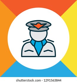 Pilot icon colored line symbol. Premium quality isolated captain element in trendy style.