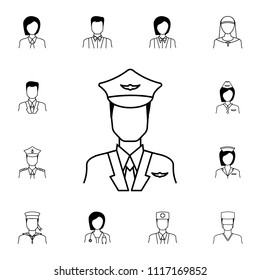 pilot icon. Detailed set of Proffecions icons. Premium quality graphic design sign. One of the collection icons for websites, web design, mobile app