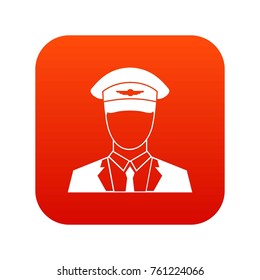 Pilot icon digital red for any design isolated on white vector illustration