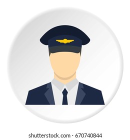 Pilot icon in flat circle isolated vector illustration for web