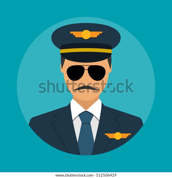 Pilot Icon Flat Design Style Isolated Stock Vector Royalty Free