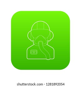 Pilot icon green vector isolated on white background