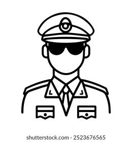pilot icon or modern line symbol. Vector line art and icon design with bold outline. Black and white Pixel Perfect minimalistic symbol isolated white background. Silhouette simple thin sign