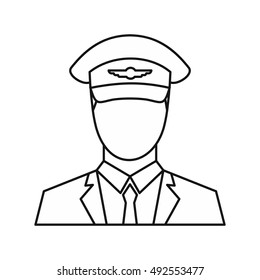 Pilot icon in outline style isolated on white background. People symbol vector illustration
