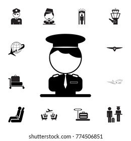 Pilot Icon. Set of airport element icons. Premium quality aviation graphic design collection icons for websites, web design, mobile app on white background