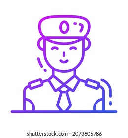 pilot icon, single avatar vector illustration
