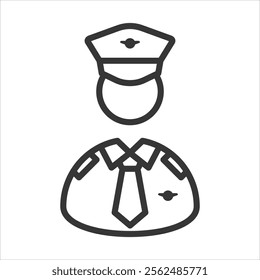 Pilot Icon Vector Illustration Outline Style