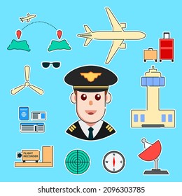 Pilot Icon Vector Illustration Set