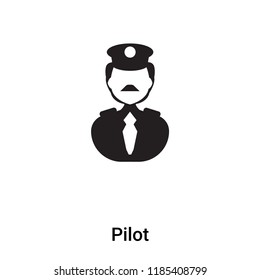 Pilot icon vector isolated on white background, logo concept of Pilot sign on transparent background, filled black symbol