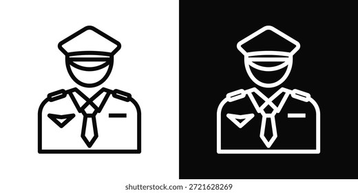Estilo de fondo blanco y negro del icono del piloto