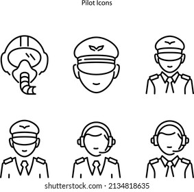 Pilot Icons Isolated On White Background. Pilot Icon Thin Line Outline Linear Pilot Symbol For Logo, Web, App, UI. Pilot Icon Simple Sign. 