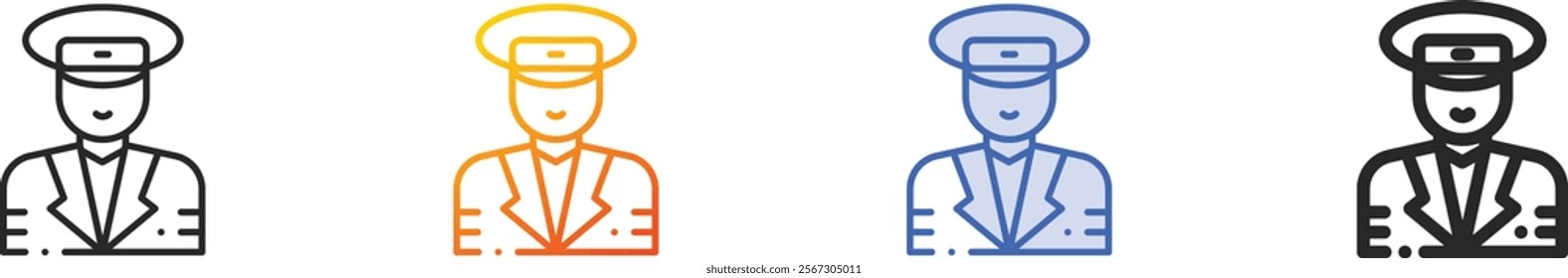 pilot icon.Thin Linear, Gradient, Blue Stroke and bold Style Design Isolated On White Background