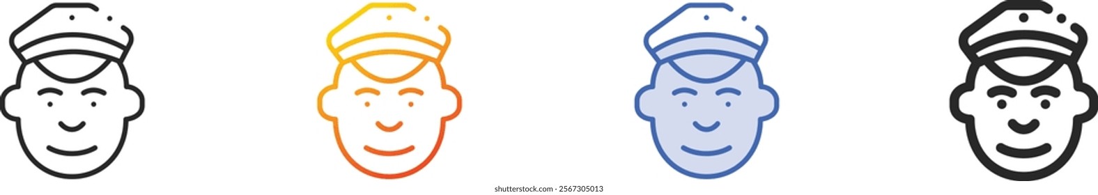 pilot icon.Thin Linear, Gradient, Blue Stroke and bold Style Design Isolated On White Background