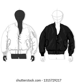 Pilot jacket. Bomber. Vector illustration. Men clothes collection.