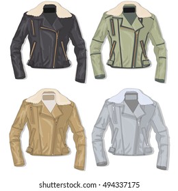 Pilot jacket. Bomber. Vector illustration.