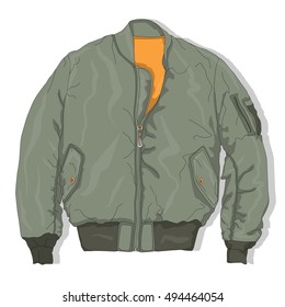 Pilot jacket. Bomber. Vector illustration.