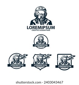 conjunto de logotipos de los pilotos y los militares de chorro