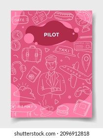 Karriere als Piloten mit Doodle-Stil für Vorlagen für Banner, Flyer, Bücher und Zeitschriften