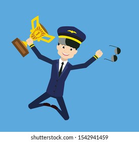 Pilot - Jumping with Trophy
